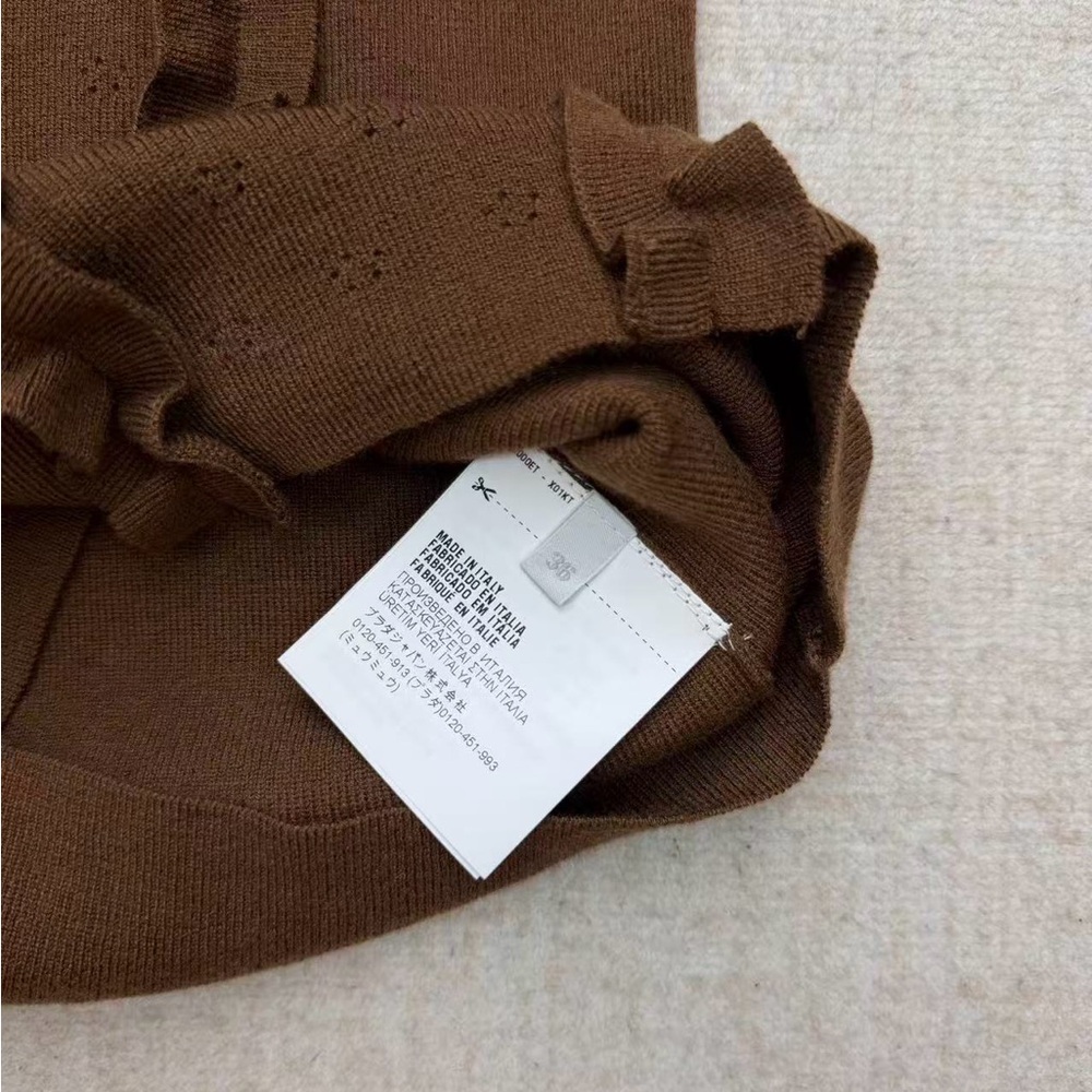 Miu Miu Chest-Ruffle Knit Tank in Warm Brown - Picture 8 of 8
